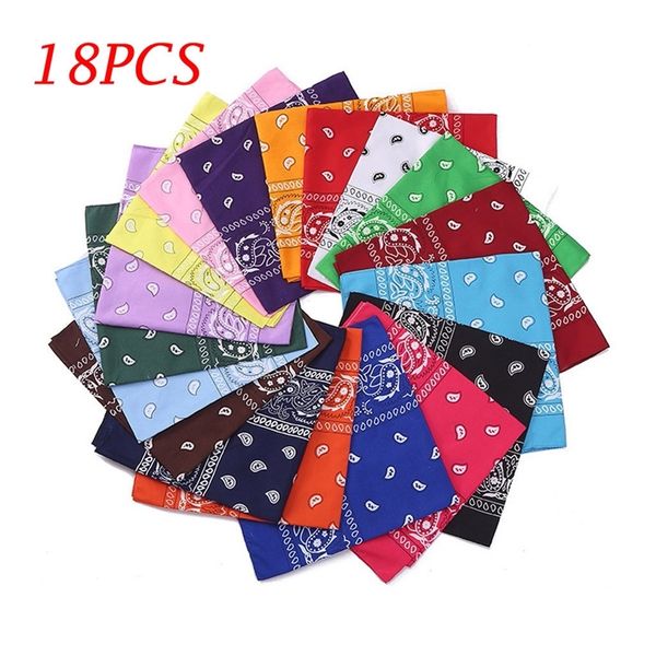 

18pc for women dozen paisley bandanas multi colored set cowboy bandanna head scarf double sided new size:55cmx55cm y201007, Blue;gray
