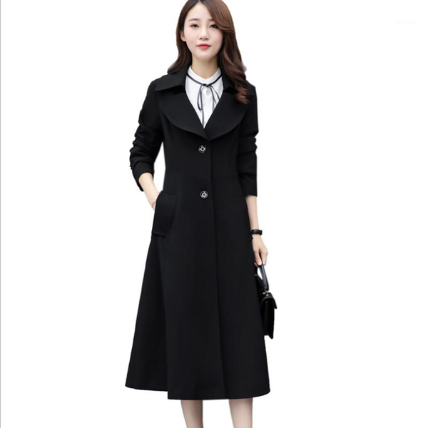 

women's trench coats autumn winter women's coat fashion plus size ladies long windbreaker women were thin overcoat1, Tan;black