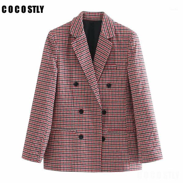 

new autumn long sleeve turn-down collar coat women clothing plaid blazers female business jacket suit coat slim outerwear1, White;black
