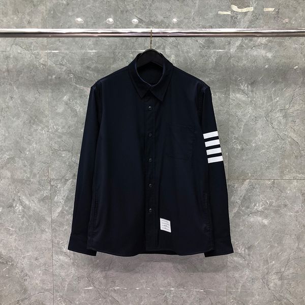 

suitting shirt jackets men engineered 4-bar stripe spring autumn men's jacket fashionable light luxury turn-down collar casual loose de, Black;brown