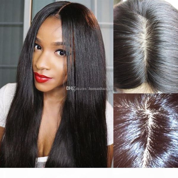 

150% silk base wigs brazilian glueless silk full lace wig silky straight lace front human hair wigs for black women, Black;brown