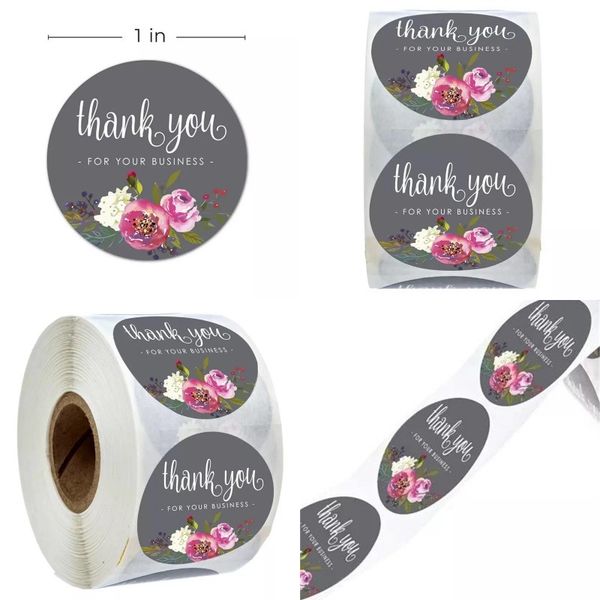 

round flower thank you stickers self adhesive sticker invitation card label paster envelope sealing decorative for your business 1 99jr d2