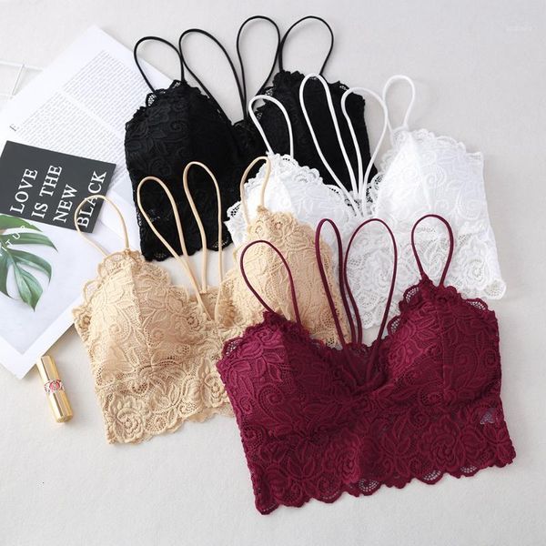 

french bralette lace women bra lingerie floral lace bralette padded wireless bras  underwear women seamless bra1, Red;black