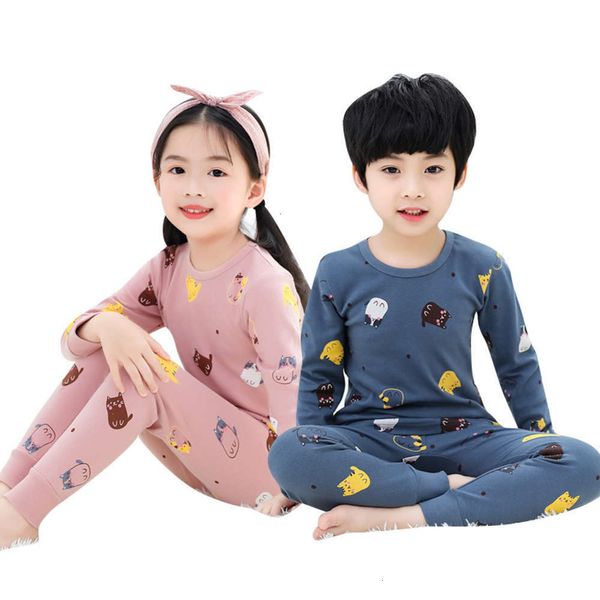 

cotton lycra baby cloth autumn pants underwear suit men's and women's pajamas children's home wear, Blue;red