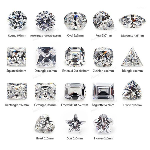 

18 different shape 5a cz white cubic zircoia stone set1