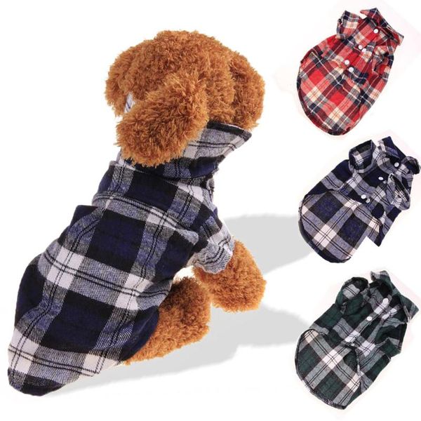 

dog apparel summer pet clothes fashion 2021 sale plaid polyester fabric comfortable shirts small medium dogs puppy clothing