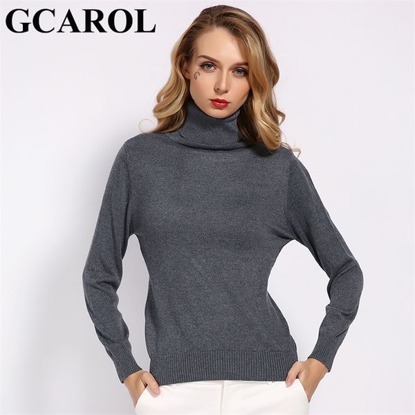 

gcarol fall winter 30% wool turtleneck slim sweater minimalist warm women knitted bottom jumper multi occasions pullover 201223, White;black