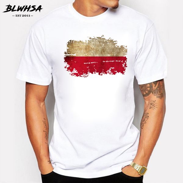 

blwhsa new summer poland flag short sleeve fans nostalgia poland flag style for sport hooded sweatshirt hoodie men t shirt