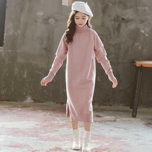 

girl dress elegant pink winter autumn children's thicken sweater princess dresses girls clothes kids dress 4 6 8 10 12 14 yrs1, Red;yellow
