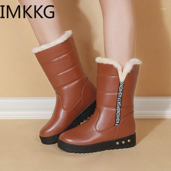 

boots women snow platform winter thick plush waterproof non-slip fashion shoes warm fur botas mujer1, Black