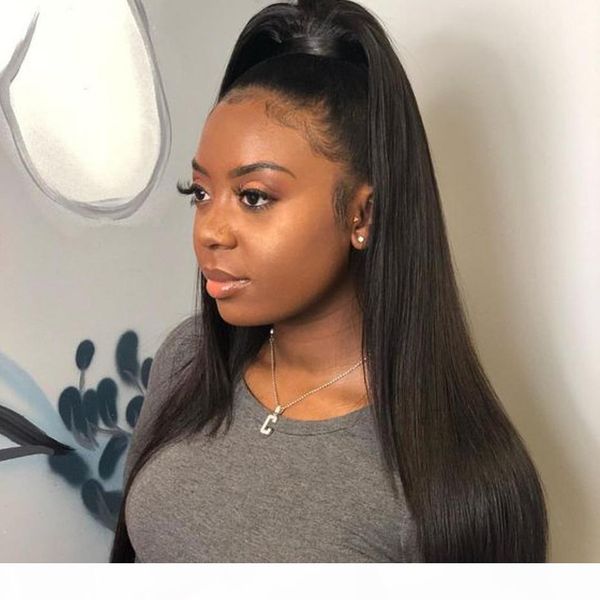 

full lace glueless wig for black women preplucked long straight 13x4 frontal lacefront human hair wigs pre plucked hairline, Black;brown