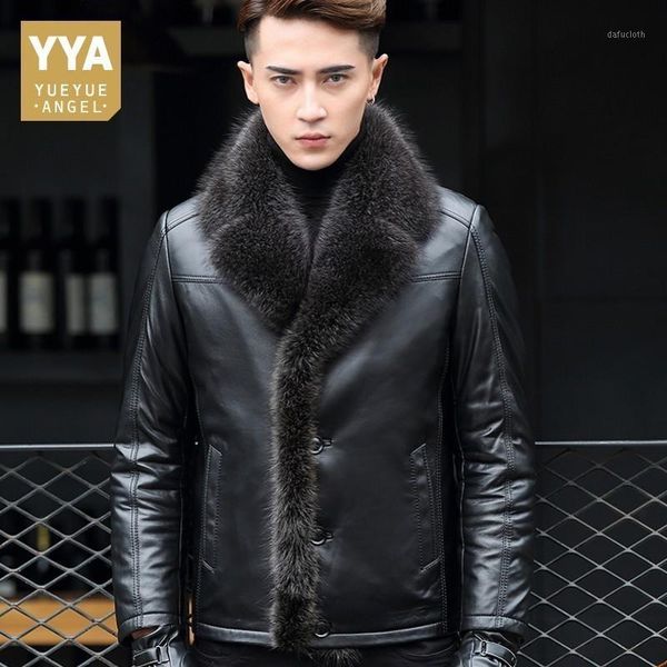 

100% sheepskin coat for men luxury real leather jacket with fur winter mens jackets thick motorcycle jacket men 4xl1, Black