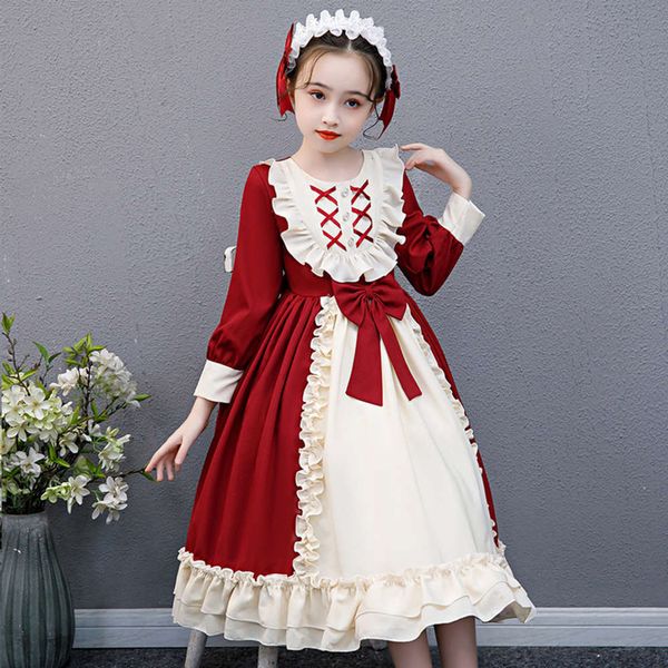 

2021 girls' spring new middle school drs japane children lolita, Red;yellow