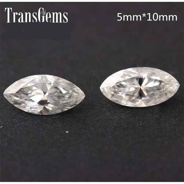 

transgems 1 ct 5mm*10mm f color marquise cut moissanite diamond loose stone as real diamond 1piece y200620, Black