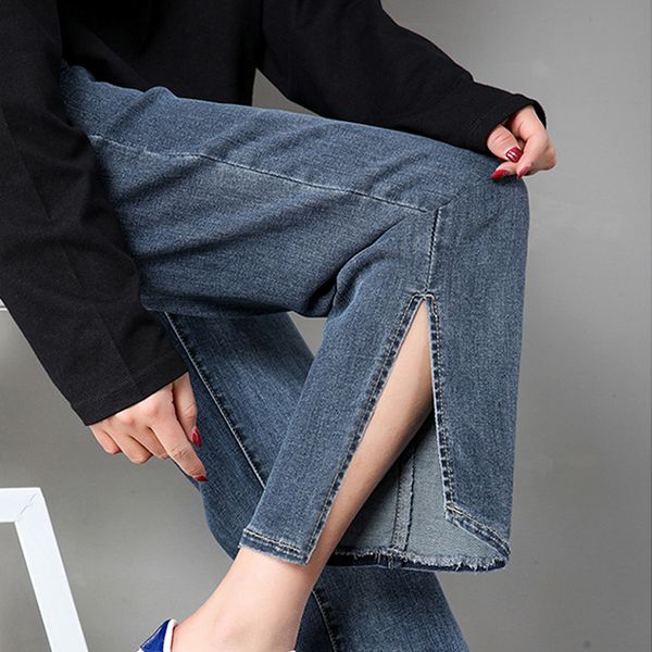 

straight wide-legged pants loose stretch soft autumn maternity jeans high waist pants pregnancy clothes maternity clothes 0297 c1002, White