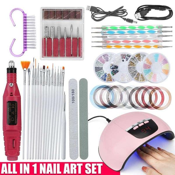 

nail art kits led acrylic gel poly kit extension glitter uv building jelly polish enhancement manicure set