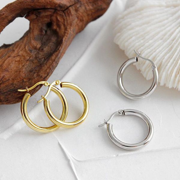 

22mm silver hoop huggies earrings 18k gold filled 925 sterling silver round circle earrings party wedding jewelry ea4921, Golden;silver
