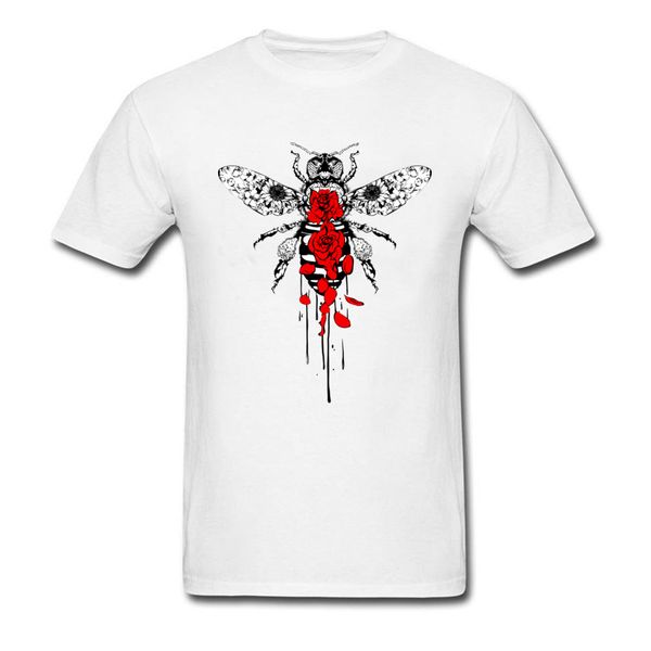 

bee love 2018 art painting men white t shirt rose print male valentine's day customized tees plus size sport hooded sweatshirt hoodie
