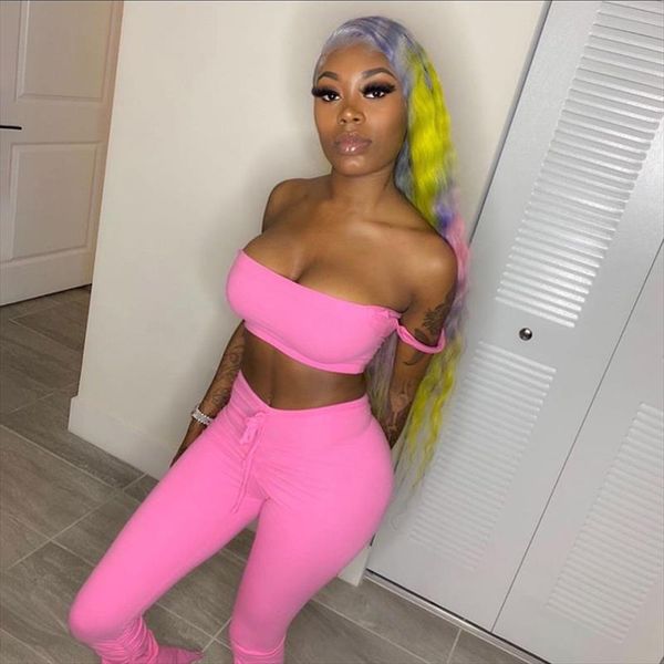 

off плечо sexy-футляр matching sets женщины без рукавов партии клуба двухкусочных нарядов bodycon топ комбинированной брюки set, Gray