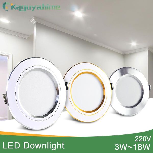 

kaguyahime led downlight gold/silver/white ultra thin aluminum 3w 5w 9w 12w 15w 18w down light 220v round recessed spot lighting