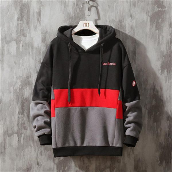 

long sleeve sweatshirts designer male winter loose casual pullover sweater man colorblock hoodie fashion trend oversize fleece, Black