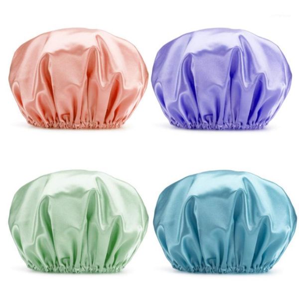 

shower caps (6 colors) reusable cap double-layer waterproof hair protection eva1
