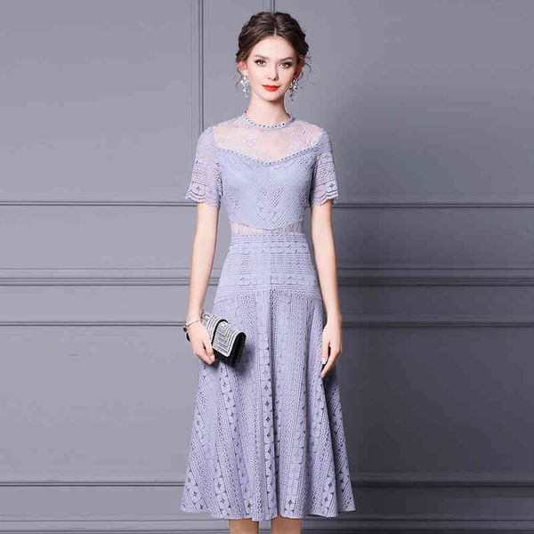 

casual dresses zhili temperament dress goddess model medium length summer lace waist slim a-shaped skirt for women v04o, Black;gray