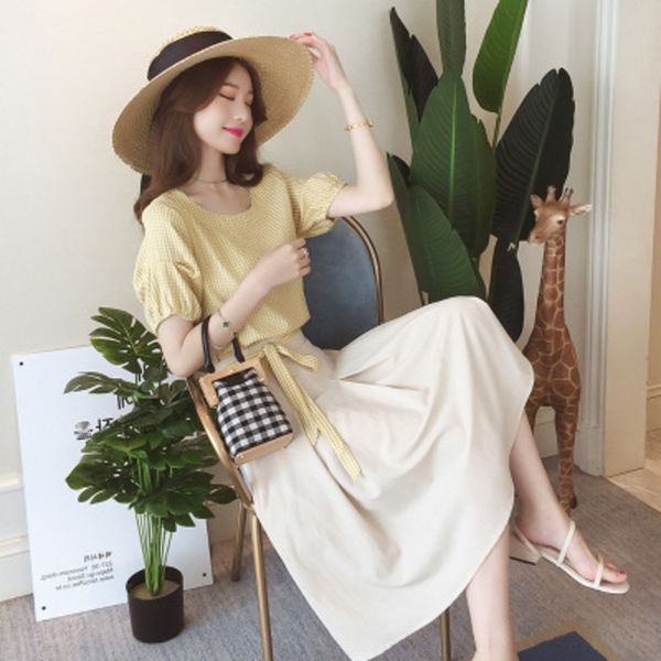 

eorrz women's 2020 new summer askirt aline skirt western style a dress early spring very fairy two-piece suit ok3 slimmingline dress go, Gray