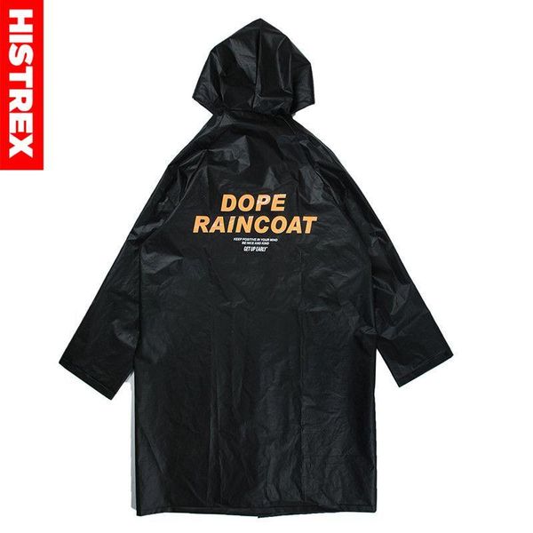 

fashion rain coat hip hop hooded jacket coat streetwear men waterproof windbreaker jacket casual long black frosted 2020, Black;brown