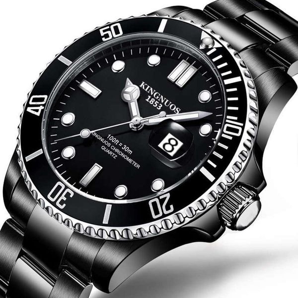 

solid watch shuigui steel men's jinnuoshi belt butterfly button luminous waterproof quartz non mechanical watch 7xwe, Slivery;brown