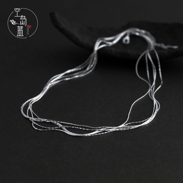 

kondo blue s925 pure silver simple and fresh temperament multi layer necklace korean ins style personality versatile clavicle chain woman