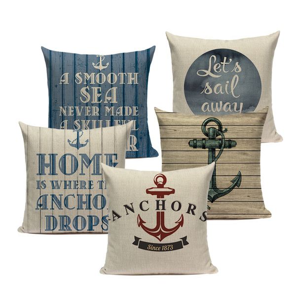 

anchor ship throw pillow cover bedding camping l office home ocean decor cushion cover fabric for furniture pillowcase