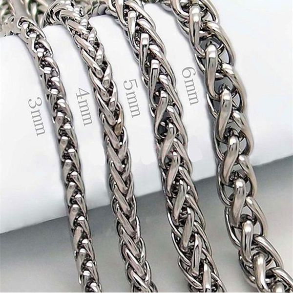 

hnsp 316l stainless steel chain necklace for men 3mm/4mm/5mm/6mm width male jewelry necklace, Silver
