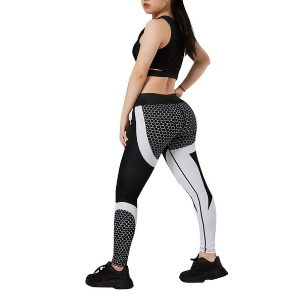 

women's yoga pants jacquard sustainable leggings new style printed pro cool athletic gym workout print yoga pants, Black;white
