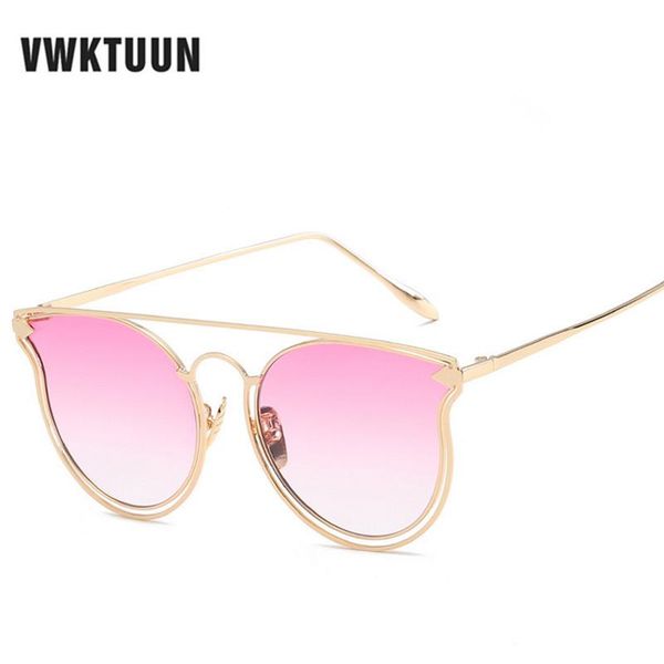 

sunglasses vwktuun korean women men uv400 metal sun glasses cat eye mirror arrow frame sunglass outdoor twin beam points, White;black