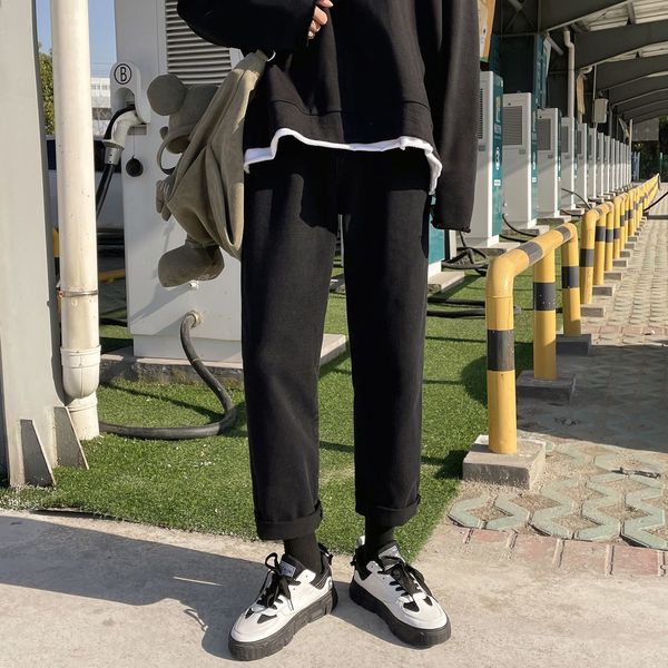 

men's spring 2021 autumn new thin male and female breeches released solid-colored brim pants -2xl mrhh, Blue