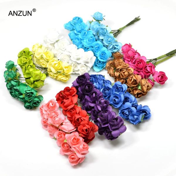 

decorative flowers & wreaths 120pcs 2cm paper rose flower bouquet for gift box decoration mulberry wire stem wedding