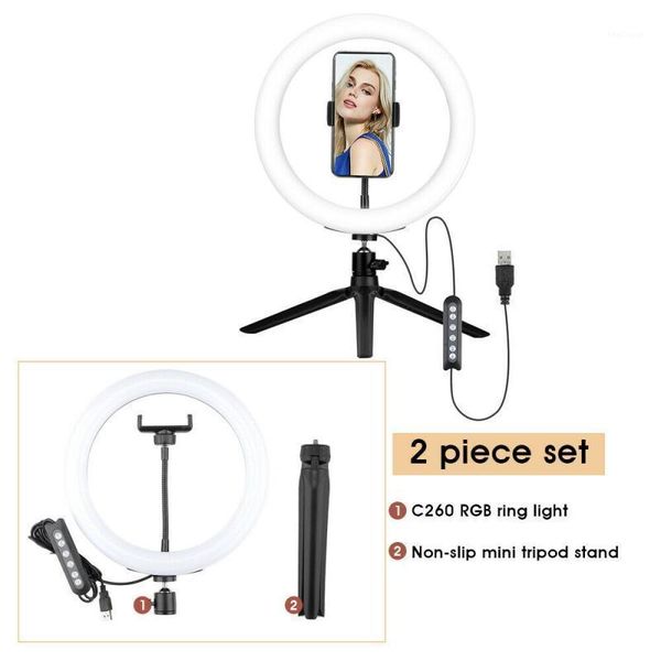 

flash heads portable led ring light universal 10" rgb live fill dimmable selfie for makeup video1