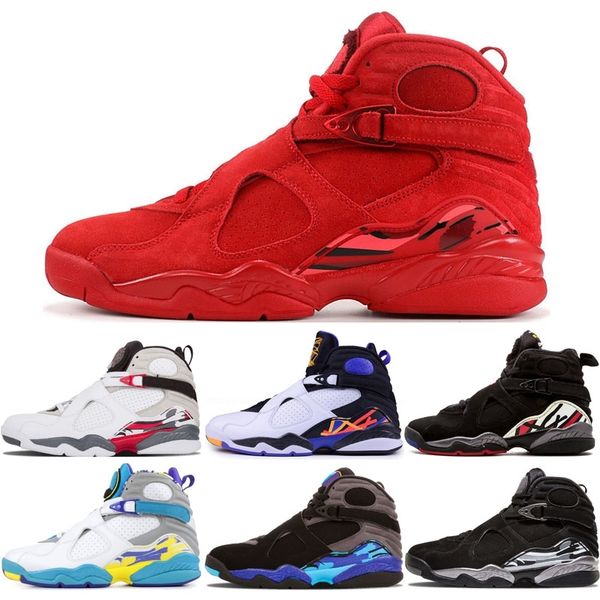 

new arrive men 8 aqua white basketball shoes 8s mens three peat playoff countdown pack chrome trainer sports sneaker shoes us 7-13