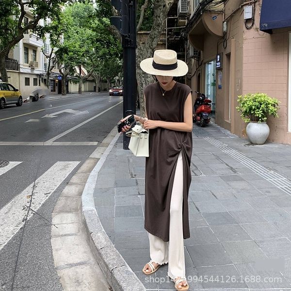 

shjmn рукава футболка лето щелевой твердой футболка середине длинный корейские тонкие шеи экипажа по неровным женщинам miij0, White