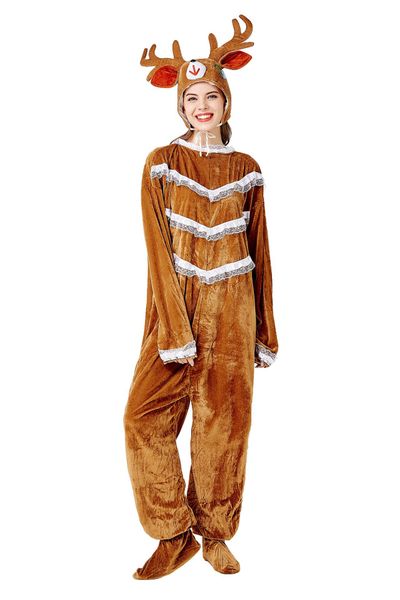 

men women christmas elk cosplay mascot costume christmas tracksuit christmas costumes party cosplay unisex, Black;red