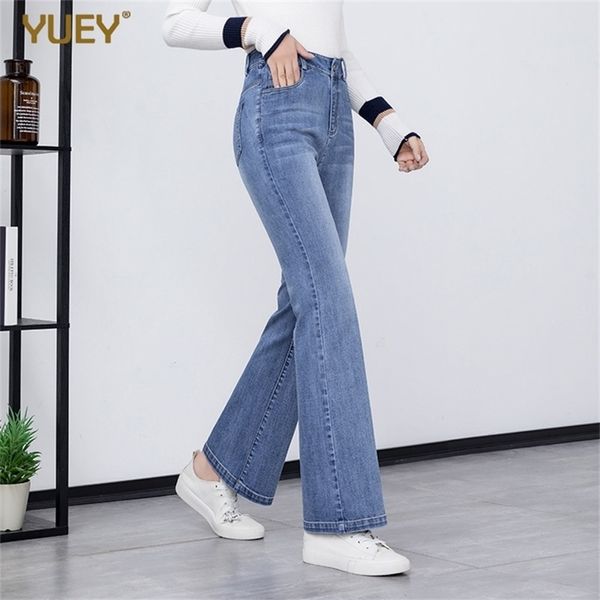 YUEY Frühling Sommer Neue Jeans Frauen Hohe Taille Stretch Gerade Knöchel Länge Schlanke Schöne Flare Jeans Boot Cut Strumpfhosen 201223