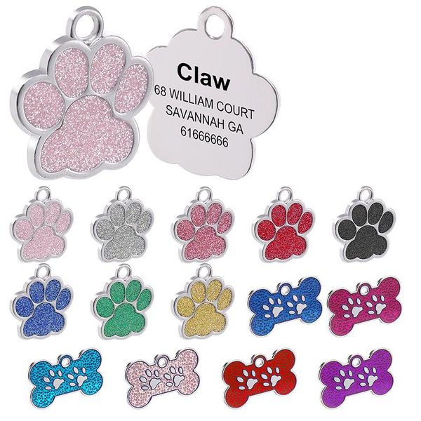 

personalized dog tags engraved dog pet id name collar tag pendant pet accessories bone/paw glitter personalized dog collar tag q wmtikt