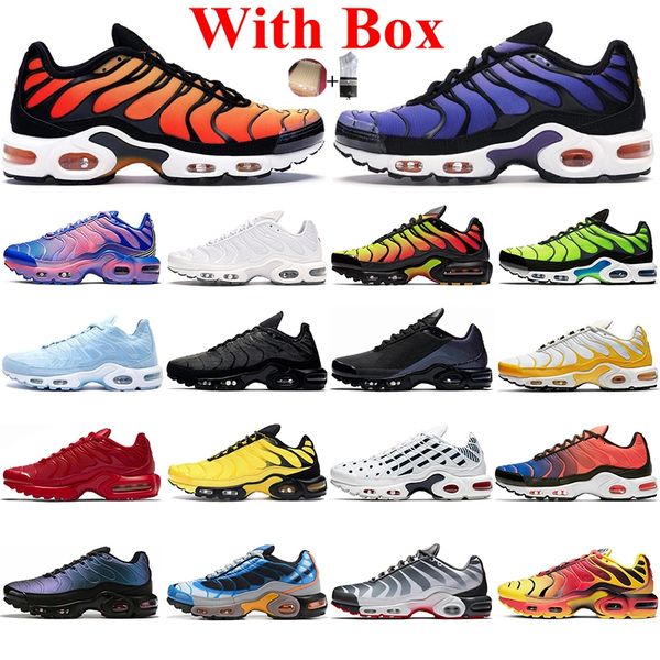

with box plus tn running shoes for men women triple black deluxe white hyper blue before the bite chaussures mens trainers sports sneakers