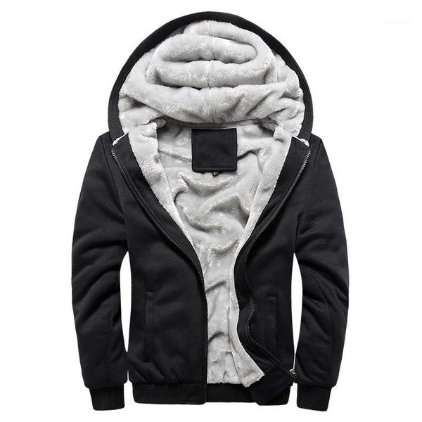 

men's hoodies & sweatshirts winter thick warm fleece zipper coat for mens sportwear tracksuit male european bomber jacket men1, Black