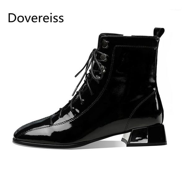 

dovereiss fashion women's shoes winter round toe short boot matin boots cross tied elegant concise mature big size 431, Black