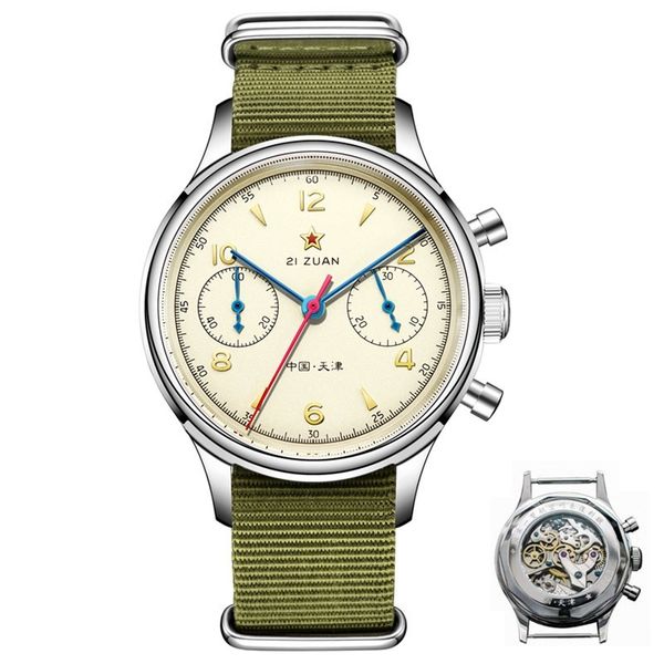

классический сапфировое стекло 1963 chronograph мужские часы pilot механический ручной движения ветра st1901 мужские часы авиатор seakoss, Golden;silver