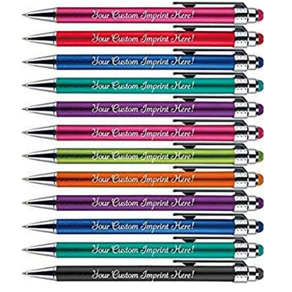 

custom printed bright lights imprinted pens, personalized stylus pens retractable black writing ink wedding birthday gifts 1027