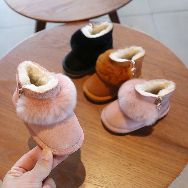 

winter snow boots soft soles toddler 0-3 year old girl princess baby cotton-padded shoes, Black