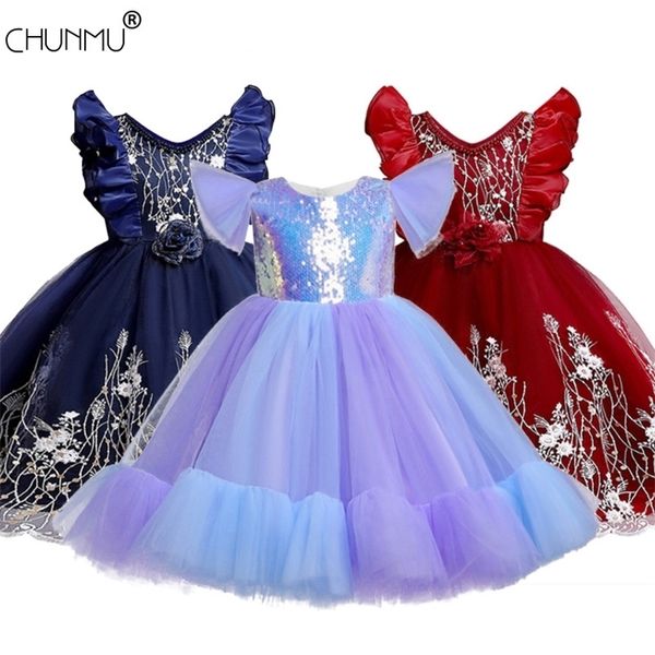 

flower tutu kids clothing satin elegent lace sleeveless girls dresses for children princess party custumes 3 4 6 8 10 years 220314, Red;yellow